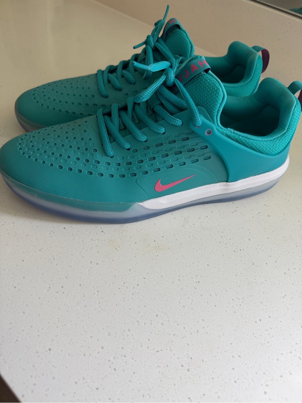Nike Teal Athletic Sneakers with Pink Swoosh